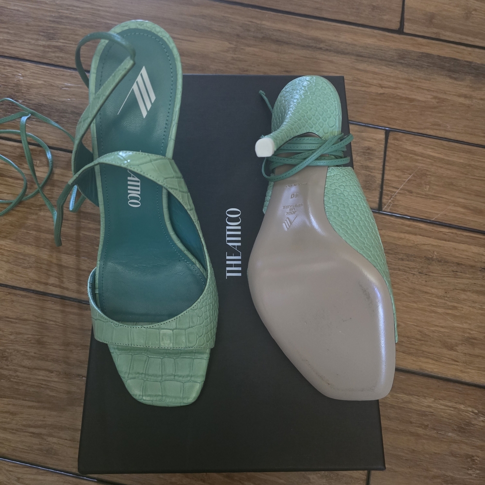 The Attico Mint Green Croc-Embossed Heels
